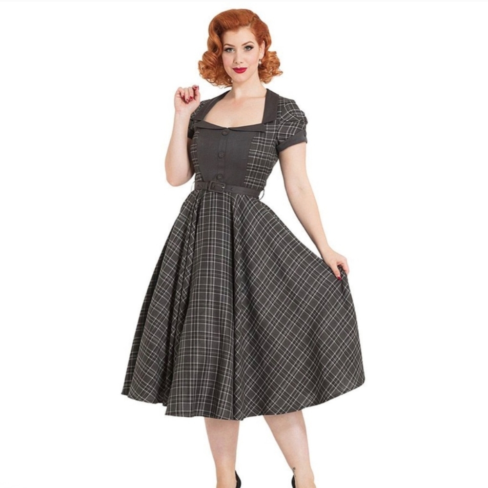 Elegant Black Plaid Women's Dress